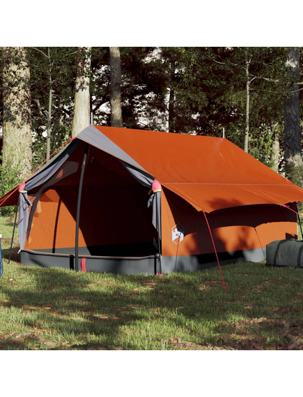 Cort camping 2 pers. gri/portocaliu 193x122x96 cm tafta 185t